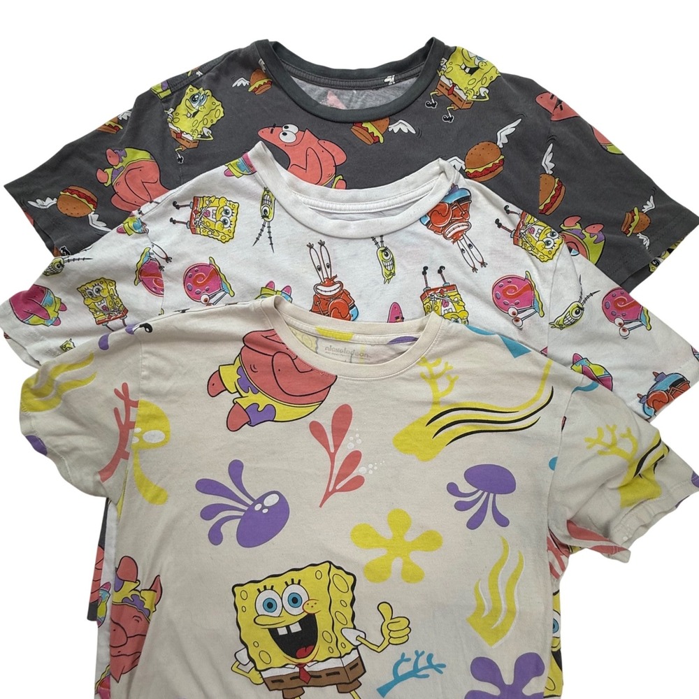 Nickelodeon SpongeBob SquarePants T-Shirt Bundle All Over Print 3 Pack kids M